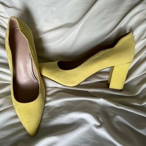 Lemon yellow block heels